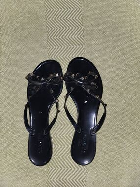 Valentino Garavani Black Bow Stud Jelly Sandals - Women